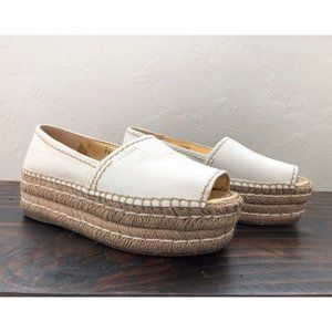 Prada Platform Espadrilles — Peep Toe (White)